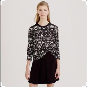 J. Crew Black and White Long Sleeve Blouse